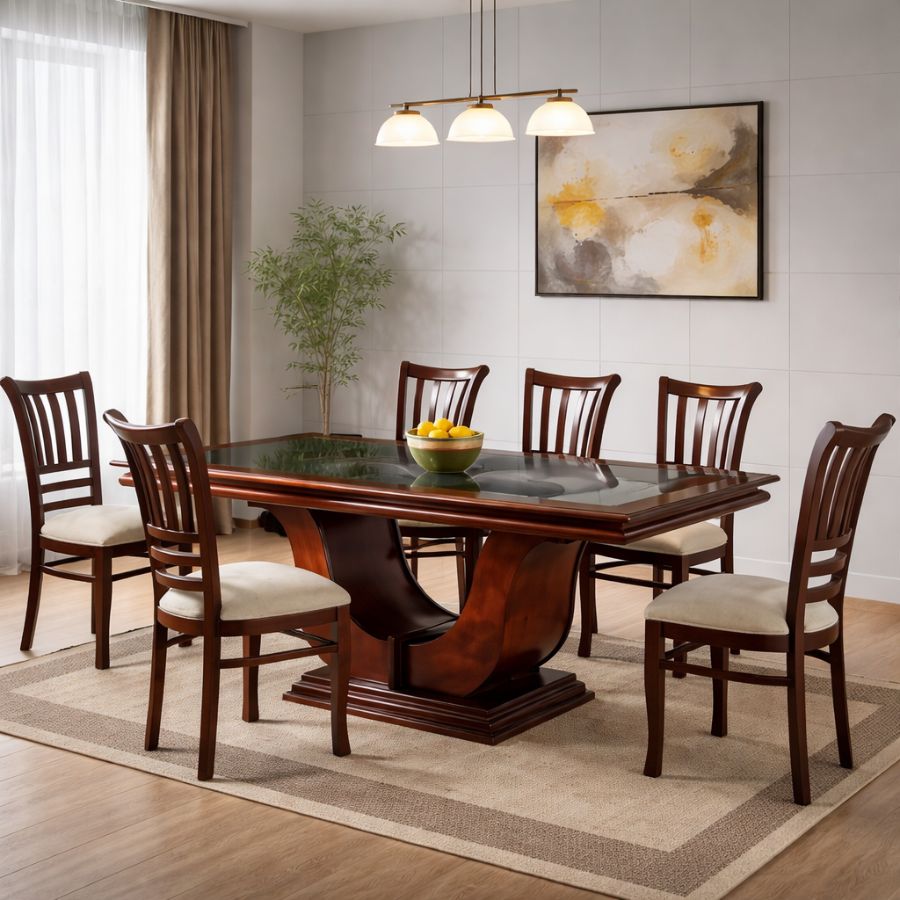 Modern Wooden 6-Seater Dining Set