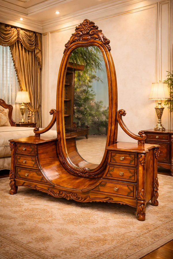 Buy Grand Heritage Oval Dressing Mirror Unit – Premium Teak Furniture by Modern Home Furnishings