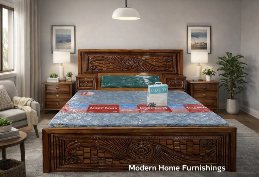 Buy Premium Teakwood Curved Bed – Premium Teak Furniture by Modern Home Furnishings