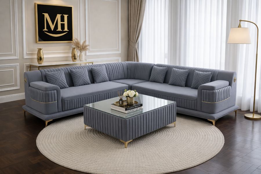 Buy Premium L-Shape Corner Sofa Set – Premium Teak Furniture by Modern Home Furnishings