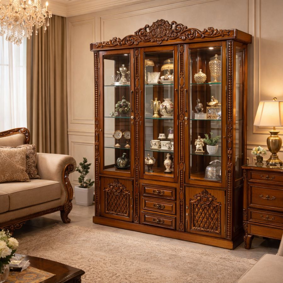 Buy Royal Teakwood Showcase Cabinet – Premium Teak Furniture by Modern Home Furnishings