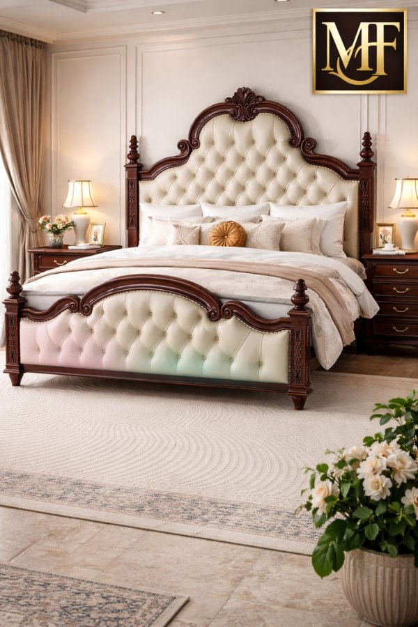 Buy Luxury Upholstered King Size Bed – Premium Teak Furniture by Modern Home Furnishings