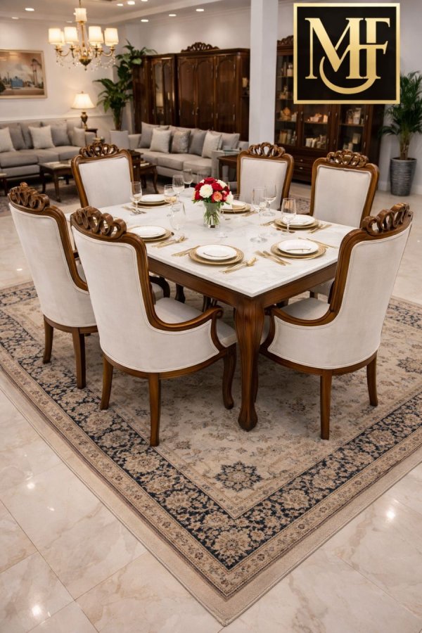 Buy Luxury 6-Seater Dining Set – Premium Teak Furniture by Modern Home Furnishings