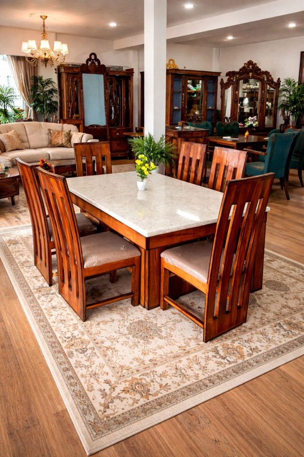 Buy Premium 6-Seater Dining Set – Premium Teak Furniture by Modern Home Furnishings
