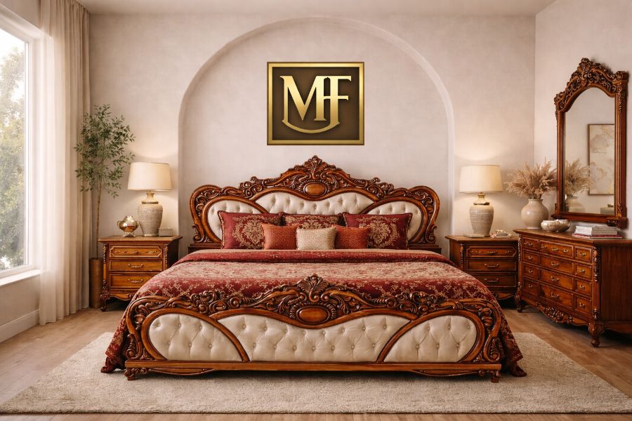 Buy Luxury Teakwood Carved Bed – Premium Teak Furniture by Modern Home Furnishings